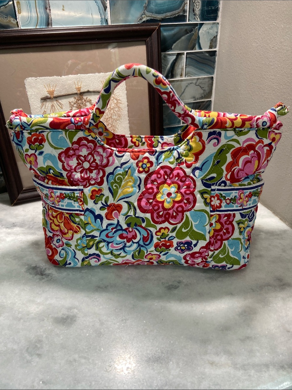 Vera Bradley Floral Quilted Tote - Red, Pink, Green, Blue, Yellow
